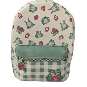 Frog Print Adult/ Kids Backpack - Green and White